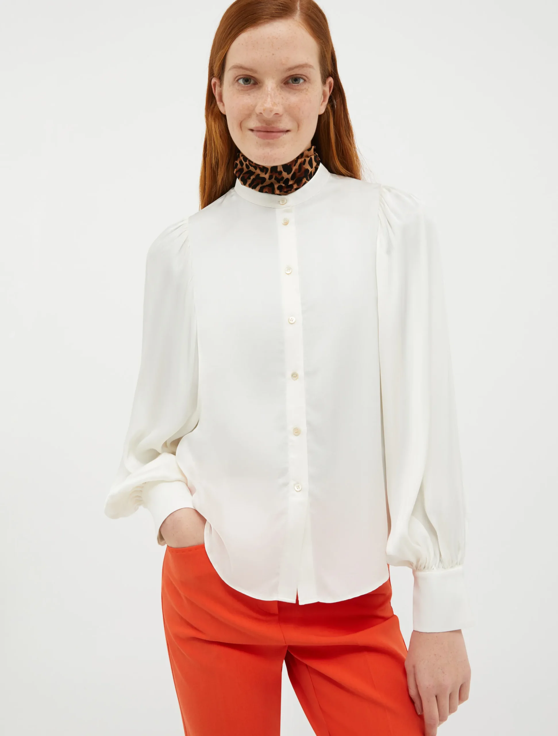 Patterned satin shirt