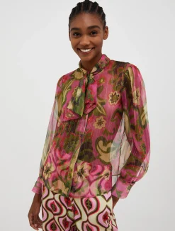 Pinstriped silk-crepon shirt