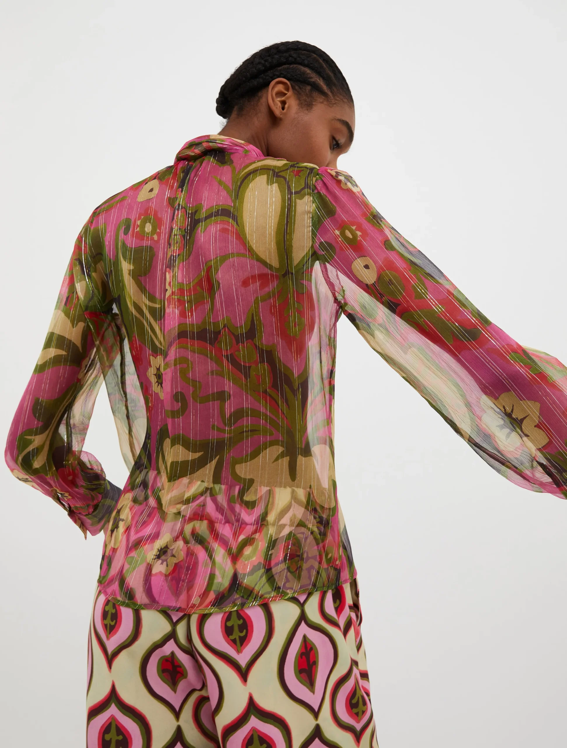 Pinstriped silk-crepon shirt