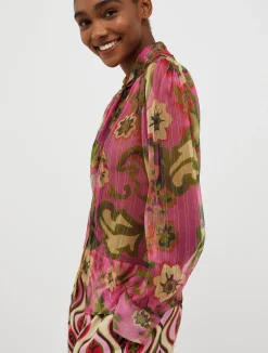 Pinstriped silk-crepon shirt