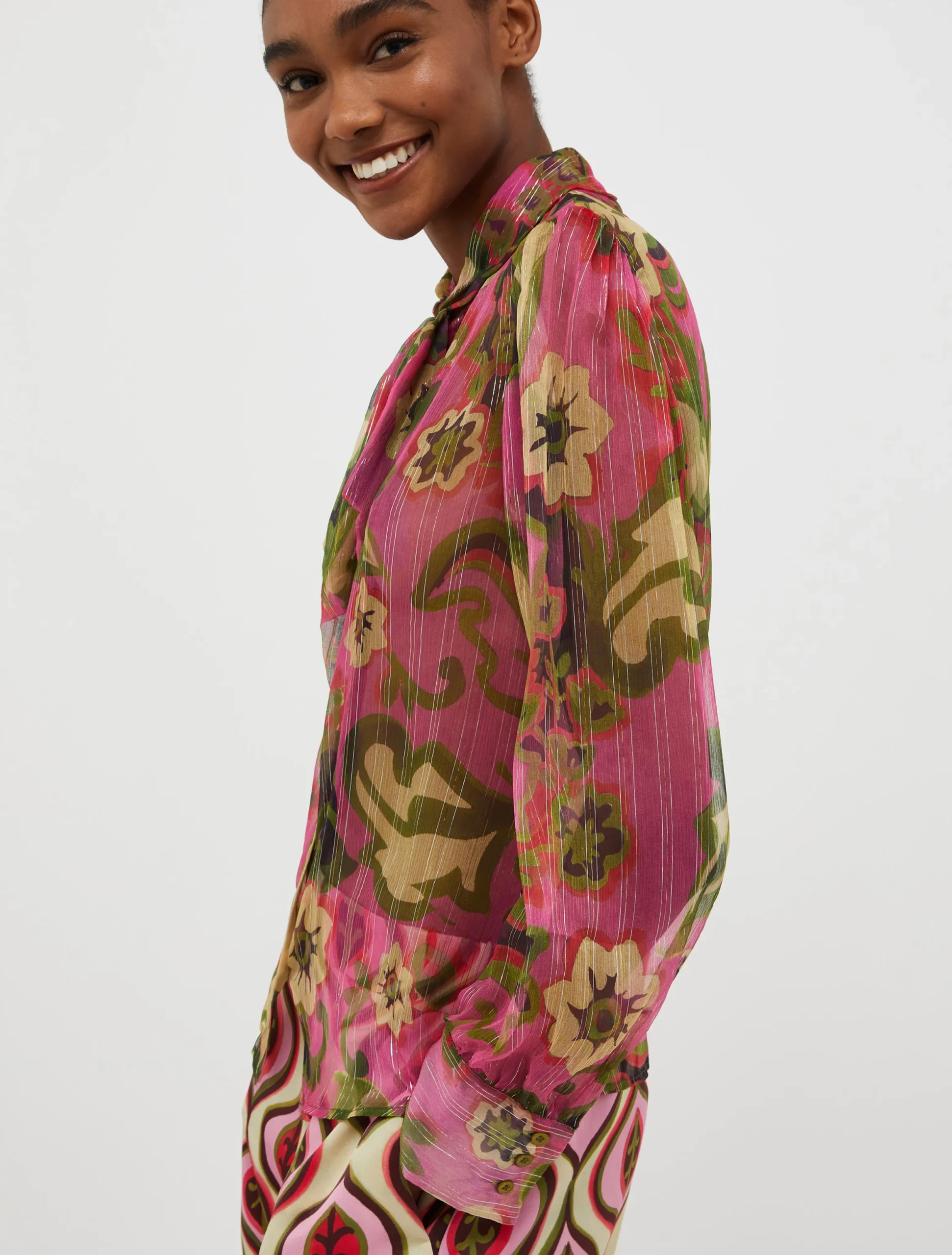 Pinstriped silk-crepon shirt