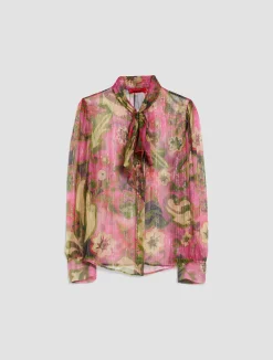 Pinstriped silk-crepon shirt