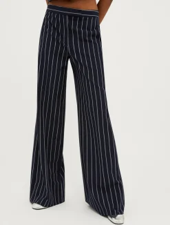 Pinstriped wide-leg trousers