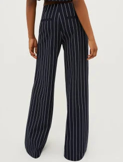 Pinstriped wide-leg trousers