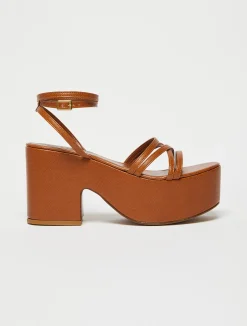 Platform lizard-print wedge sandals