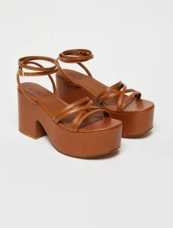 Platform lizard-print wedge sandals