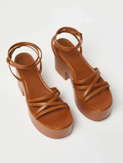 Platform lizard-print wedge sandals
