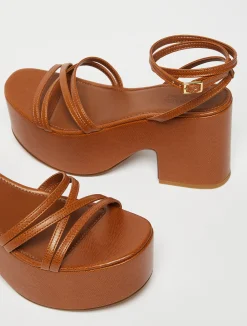 Platform lizard-print wedge sandals