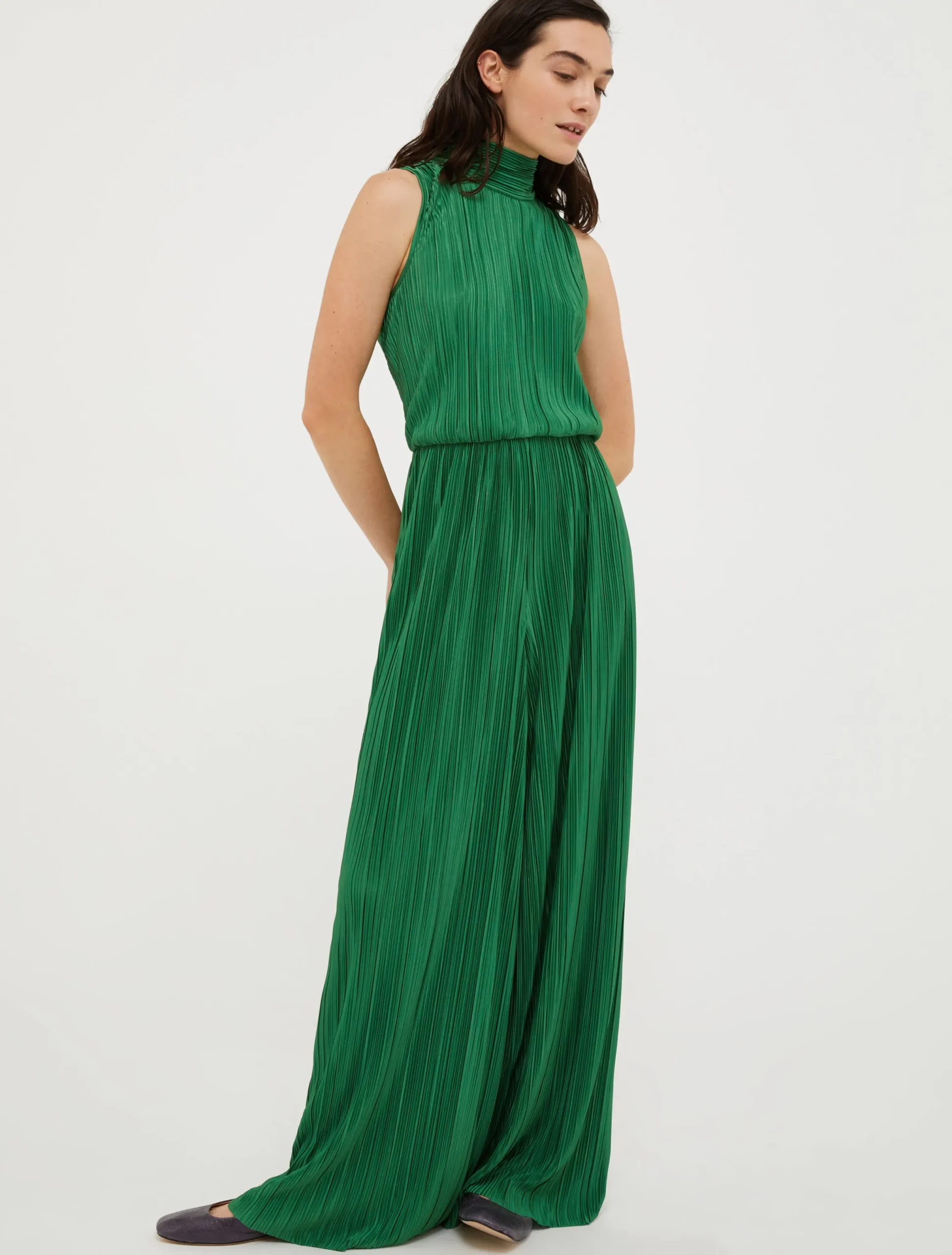 Pleated jersey jumpsuit