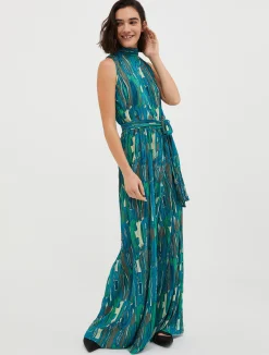 Pleated jersey jumpsuit