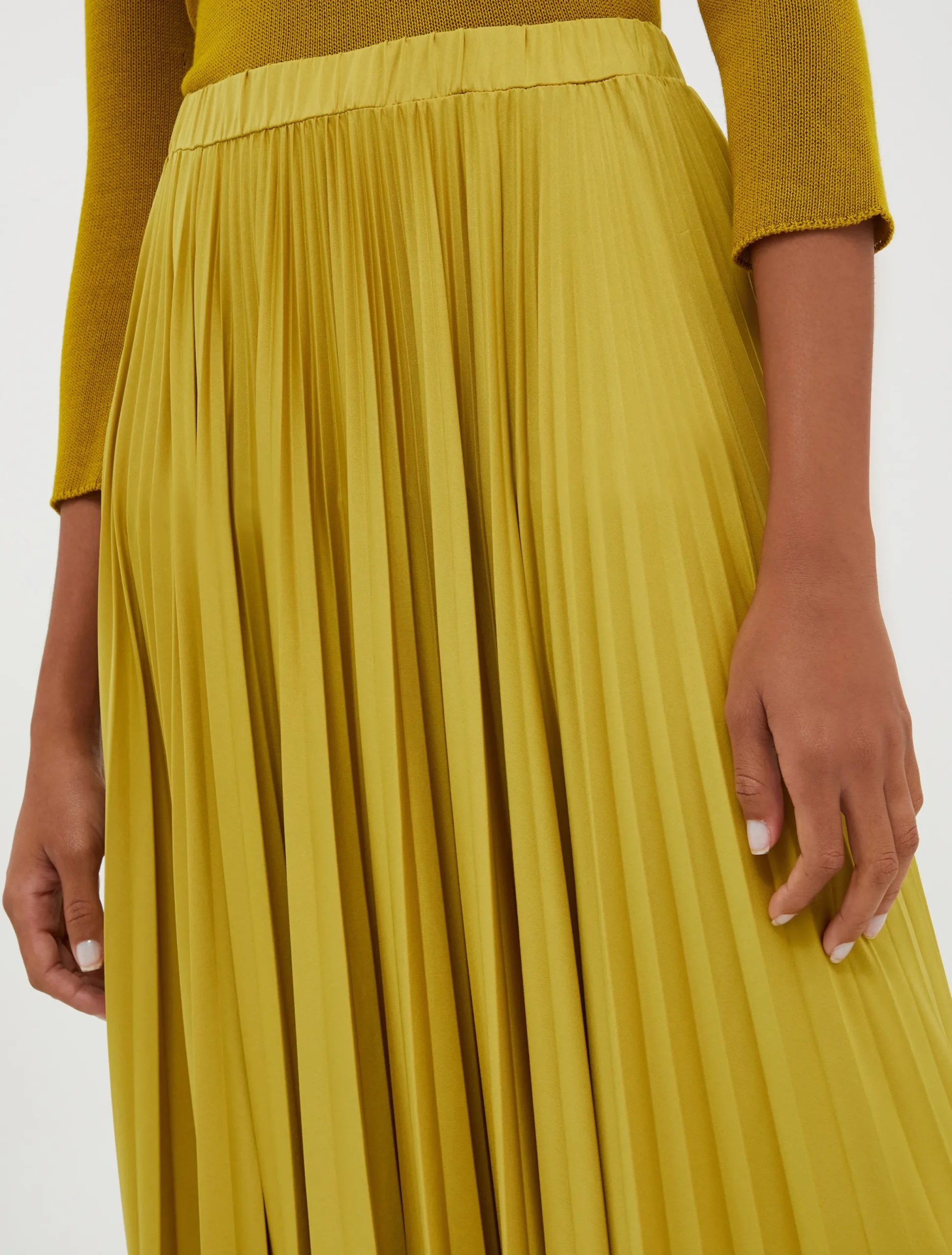 Pleated jersey midi skirt
