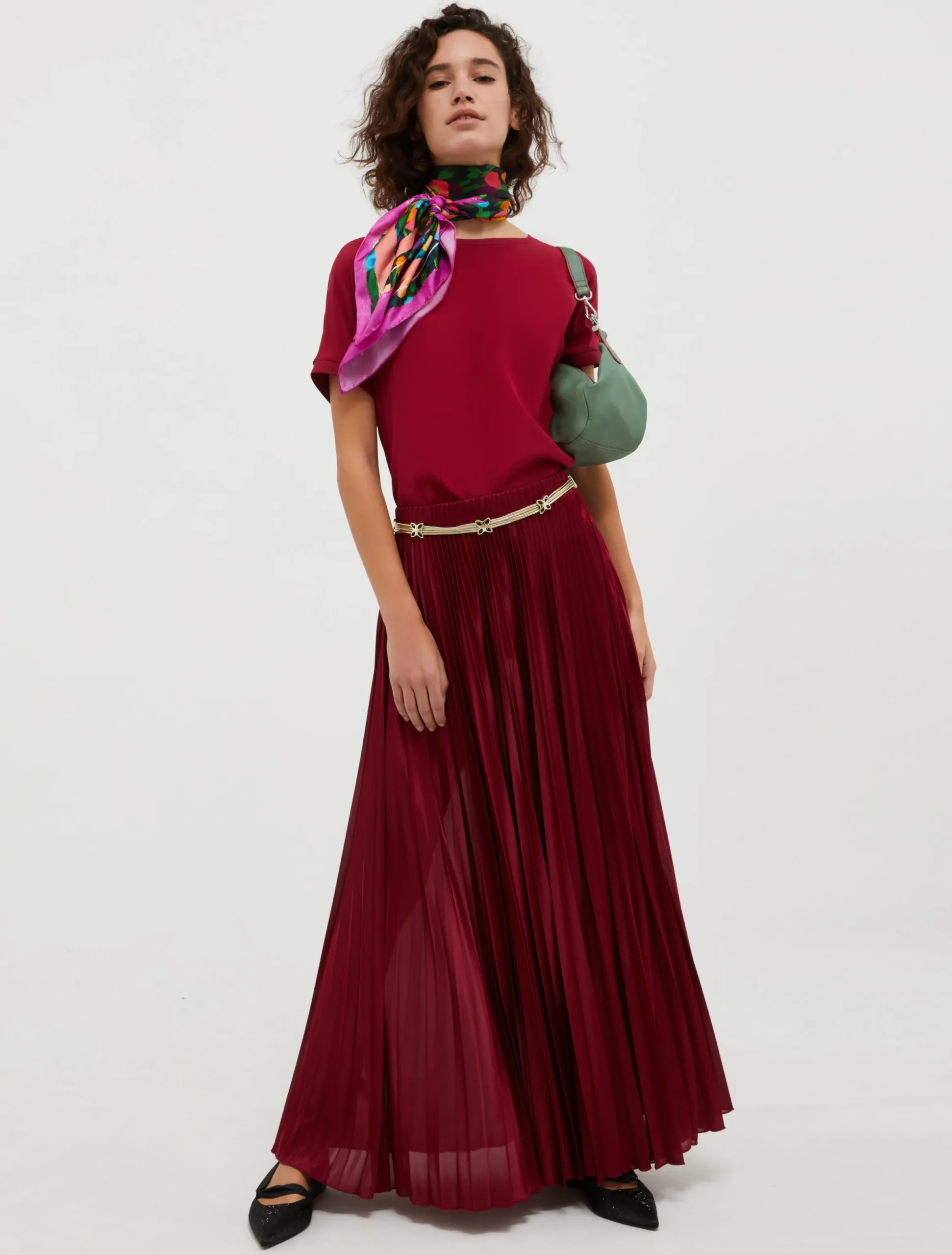 Pleated jersey skirt