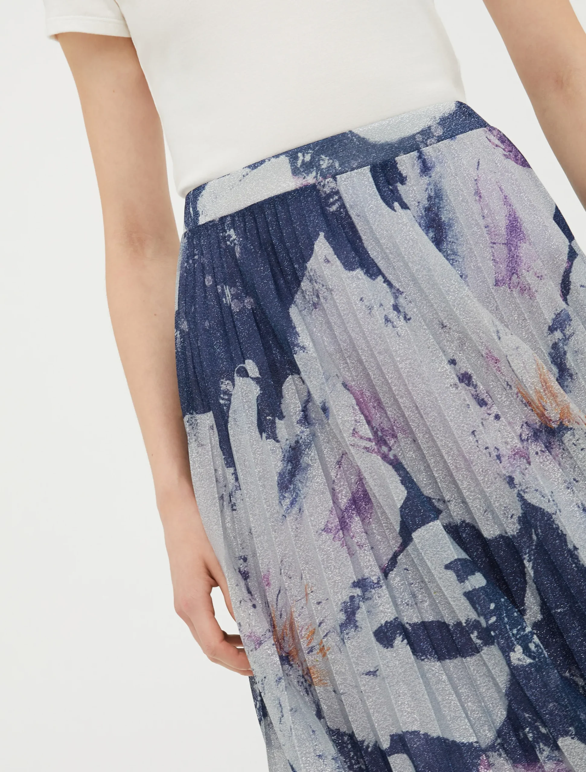 Pleated lurex-jersey maxi skirt
