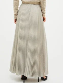 Pleated lurex-jersey skirt