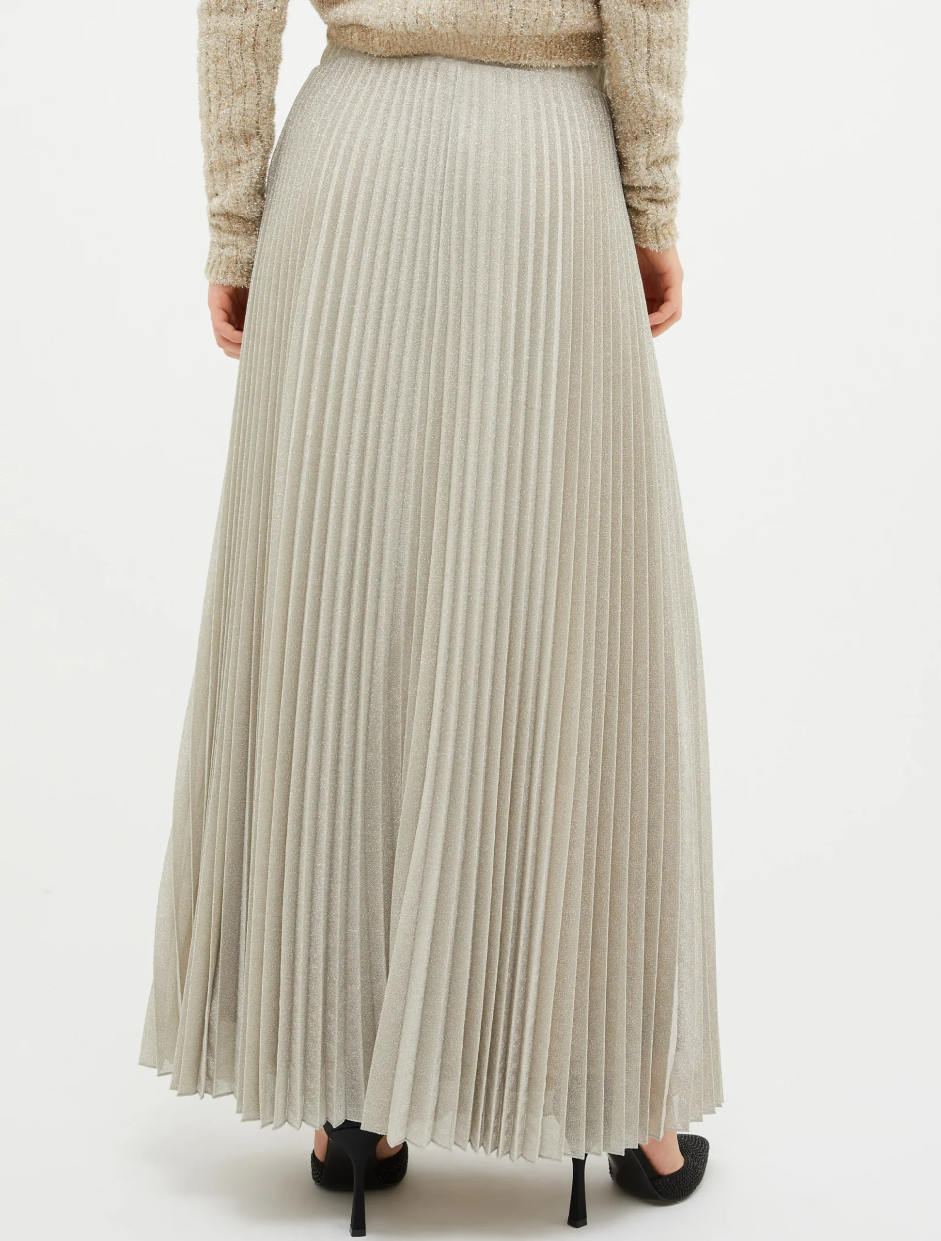 Pleated lurex-jersey skirt