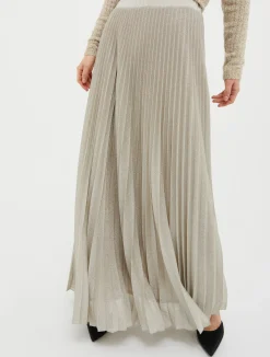 Pleated lurex-jersey skirt