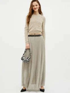Pleated lurex-jersey skirt
