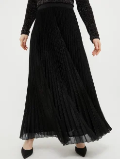 Pleated lurex-jersey skirt