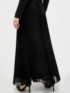 Pleated lurex-jersey skirt