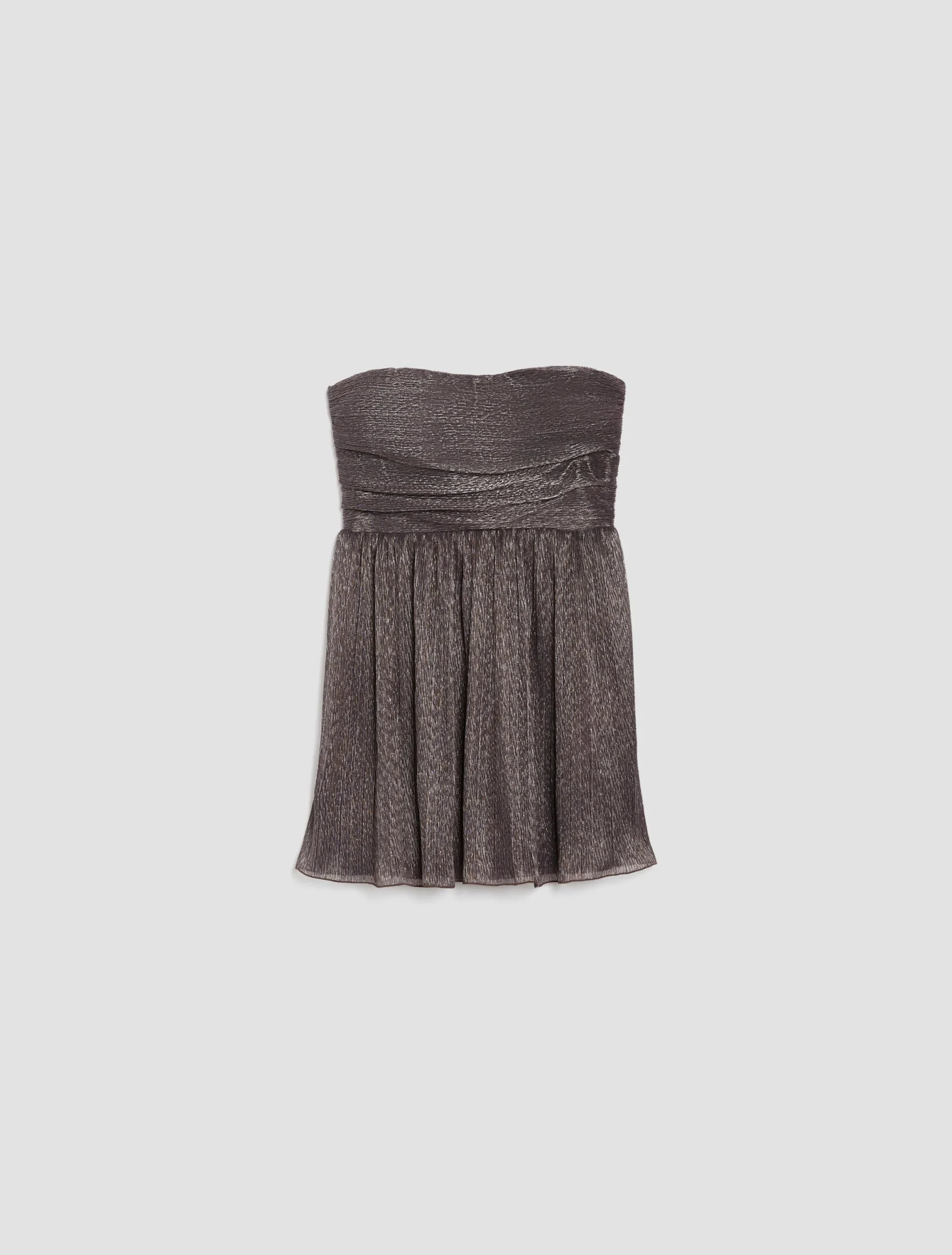 Pleated metallic tulle mini dress