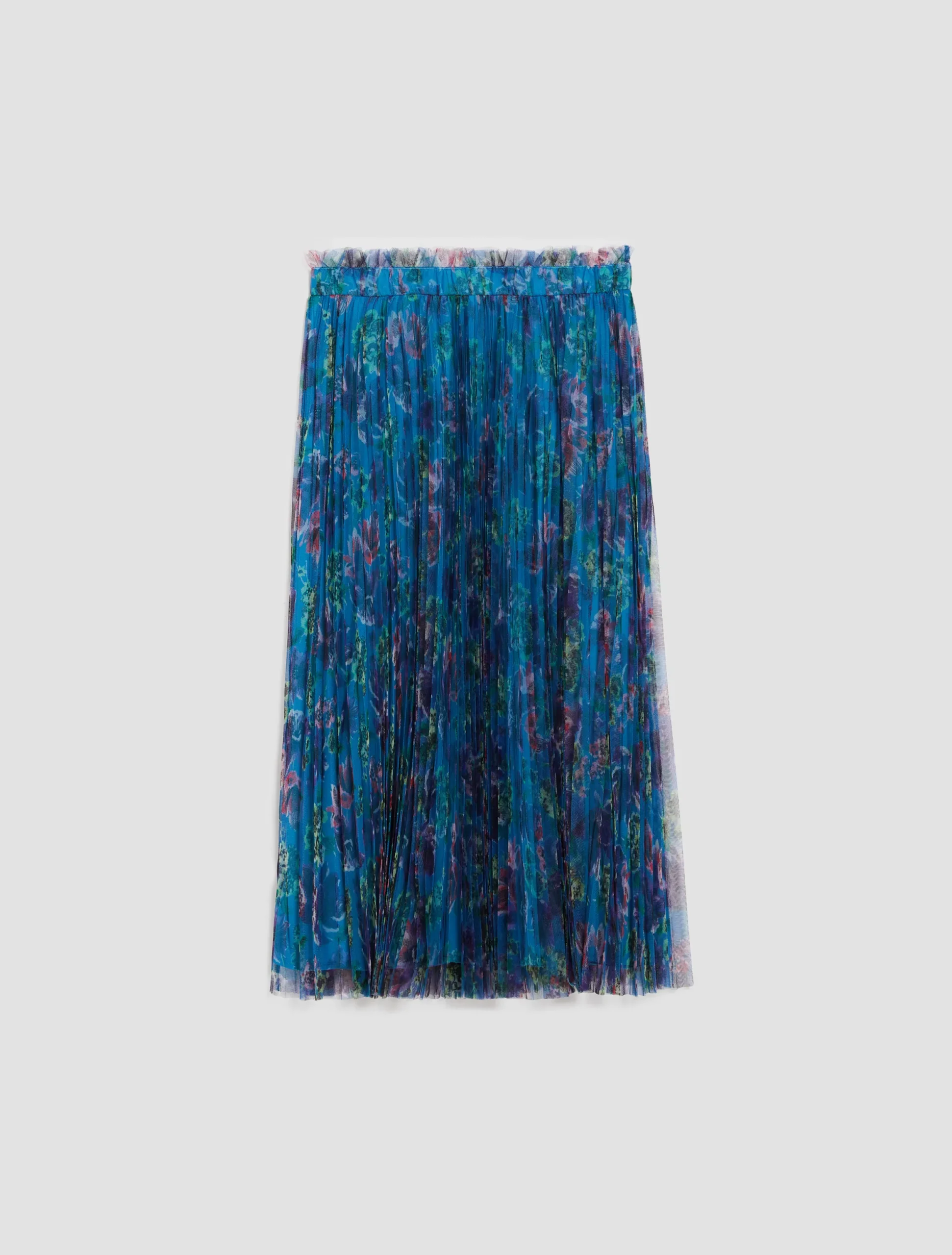 Pleated tulle-jersey midi skirt