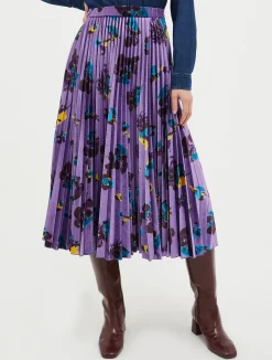 Pleated velvet-jersey midi skirt