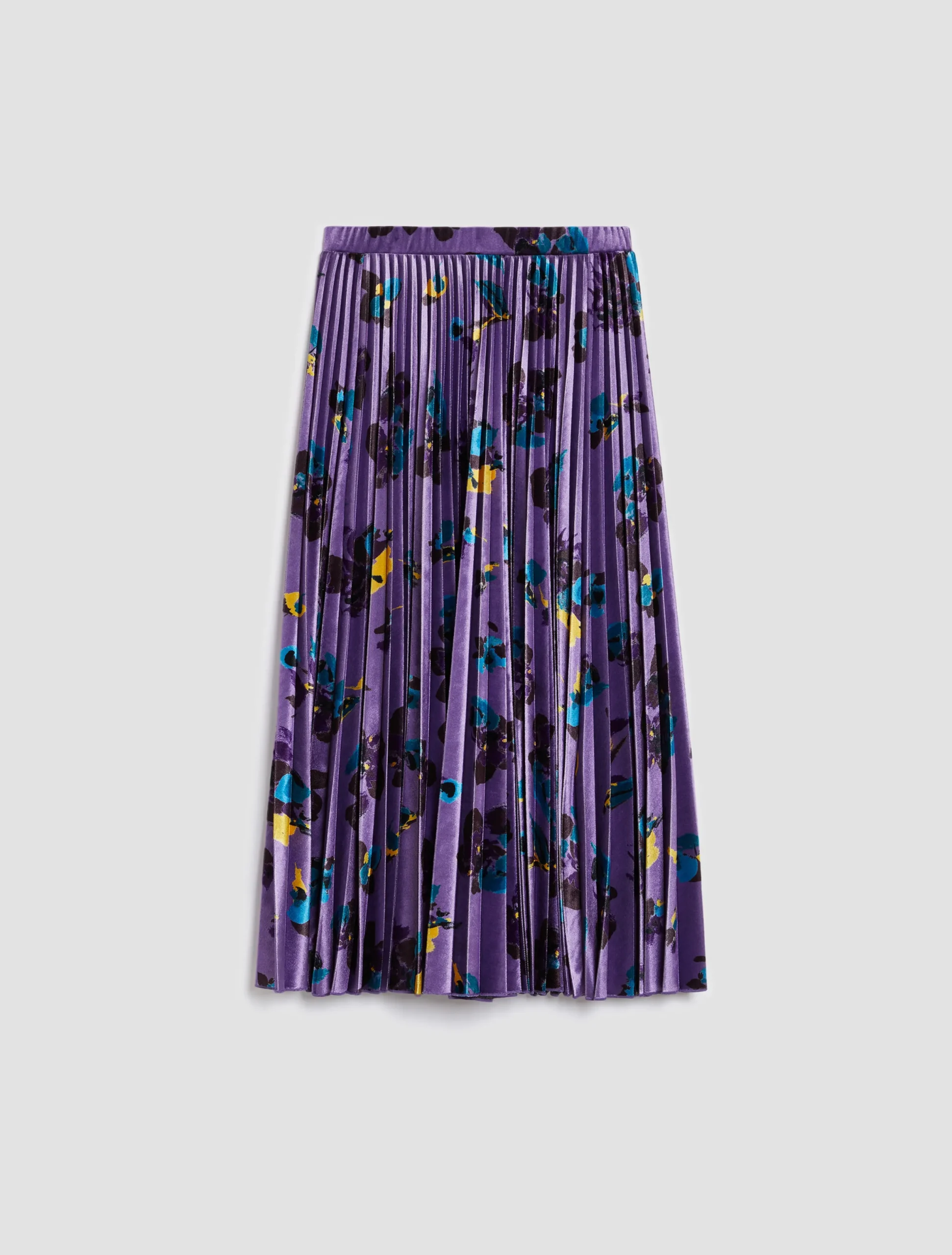 Pleated velvet-jersey midi skirt