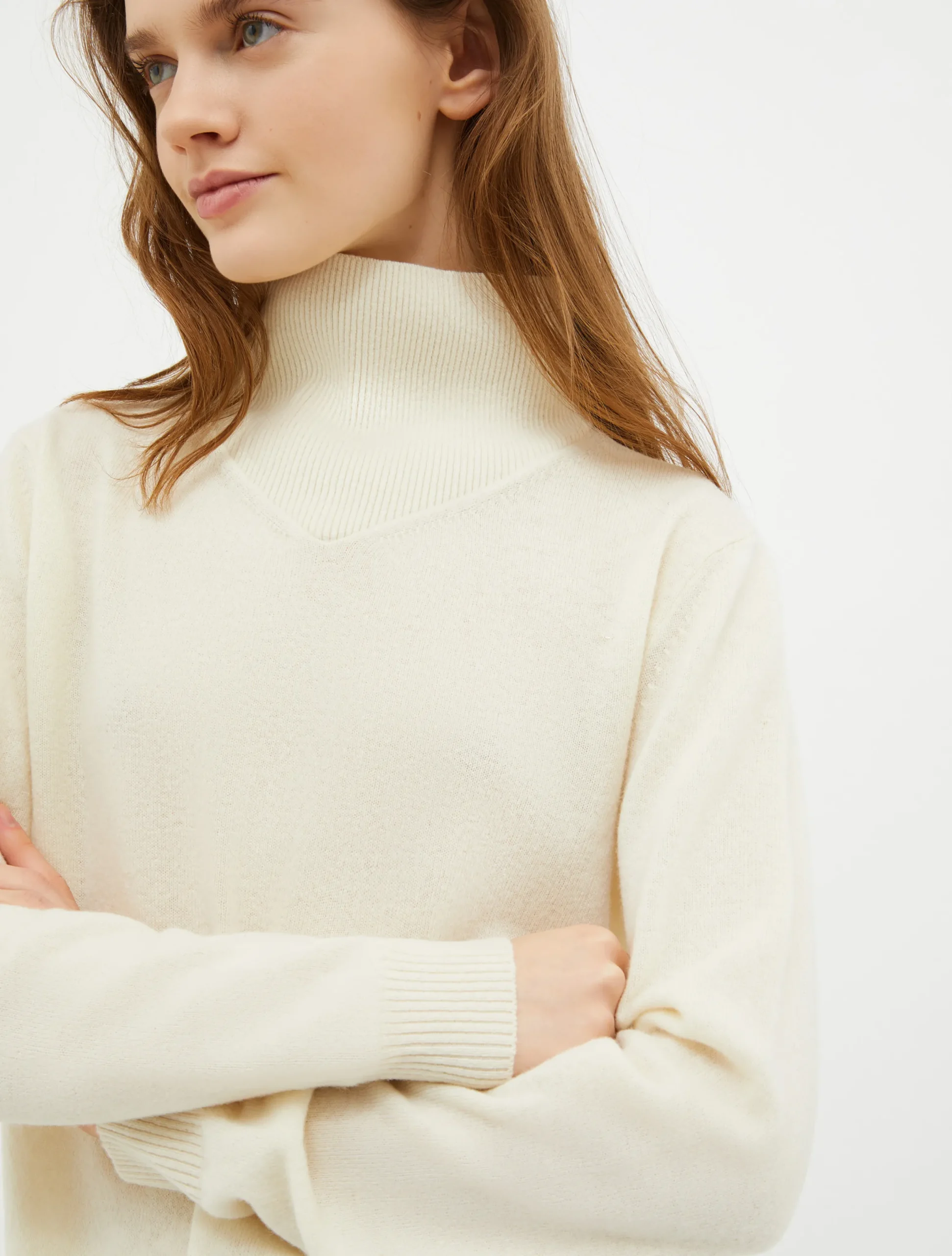 Polo neck wool-blend jumper