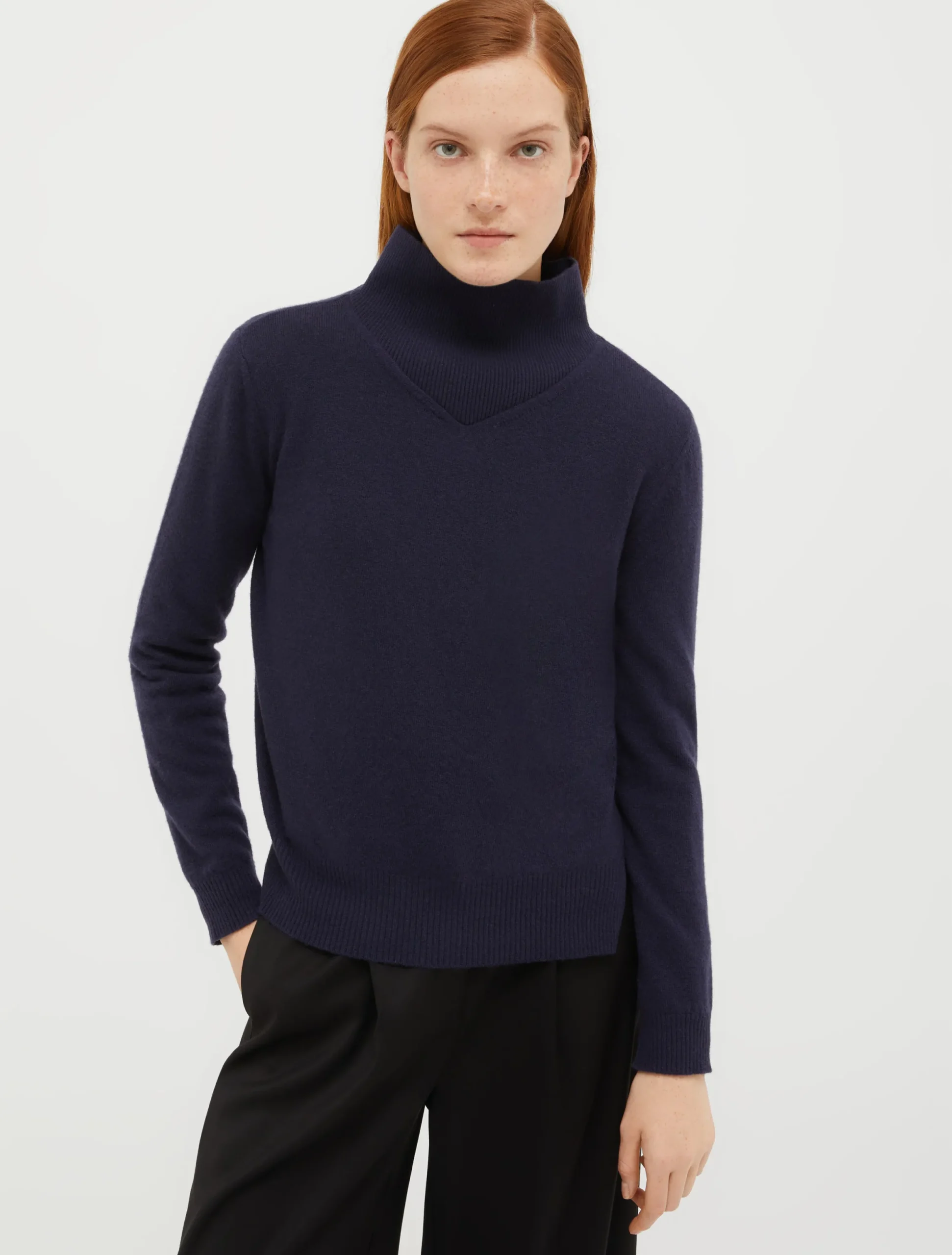 Polo neck wool-blend jumper