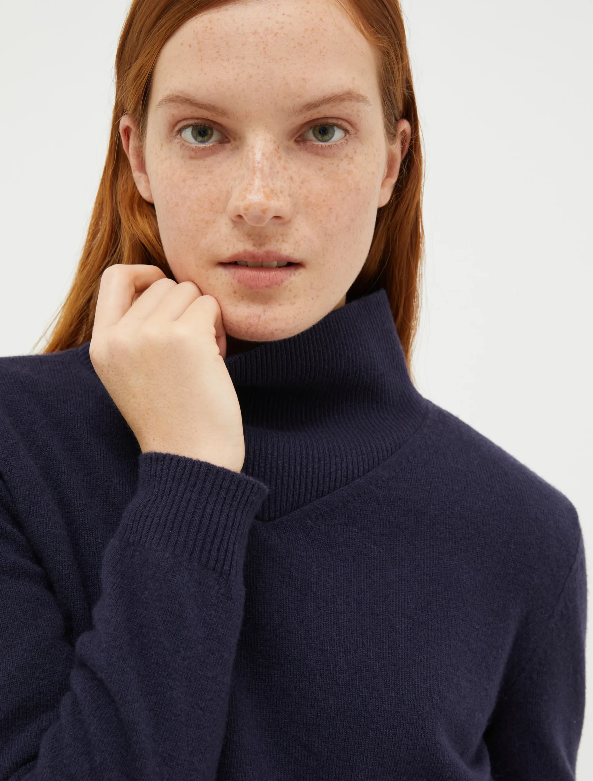Polo neck wool-blend jumper