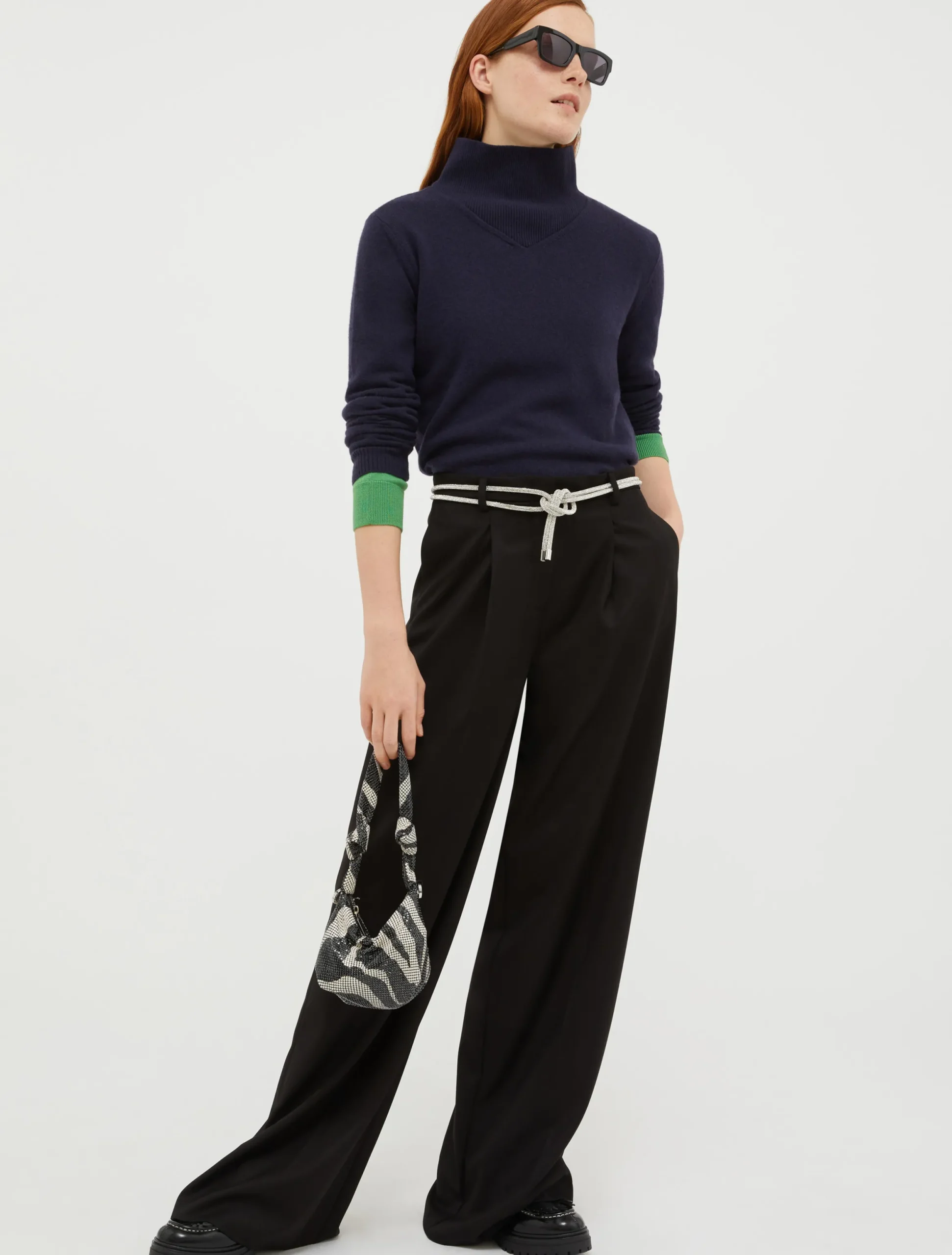 Polo neck wool-blend jumper