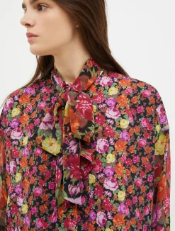 Printed crêpe-de-Chine shirt
