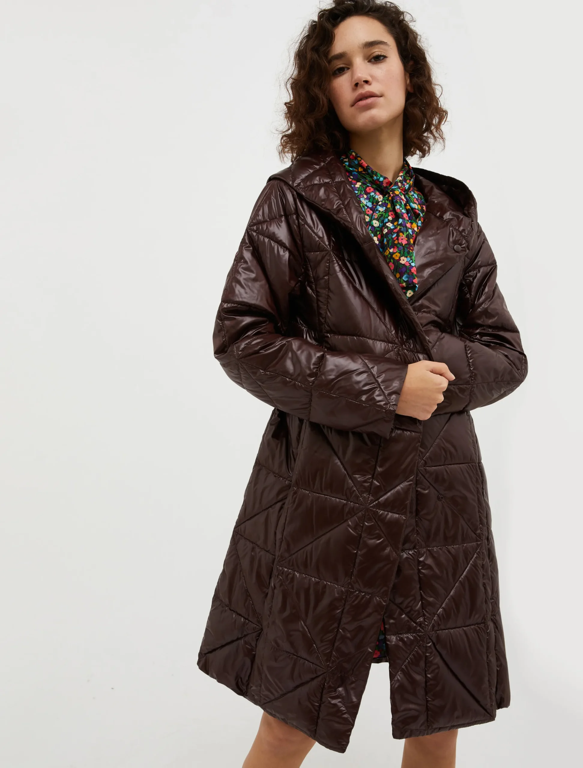 Quilted hooded coat