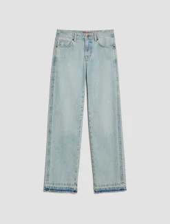 Raw-edge straight-fit jeans