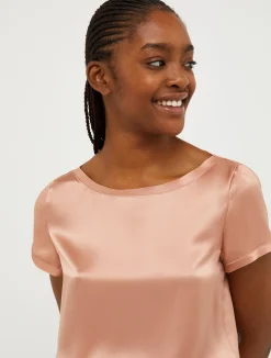 Raw-edged silk-satin T-shirt