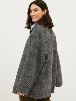 Reversible wool shirt jacket