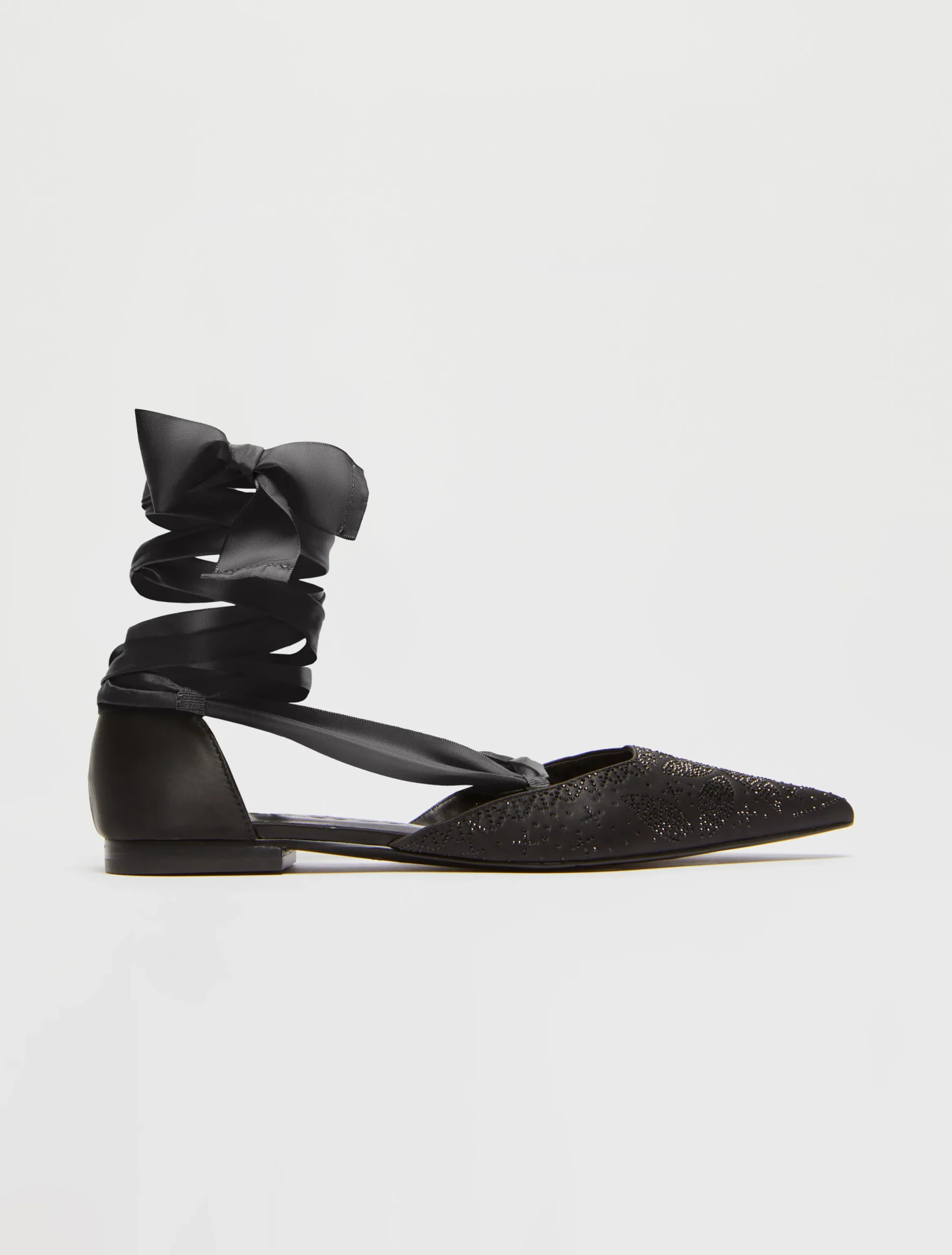 Rhinestone satin ballet flats