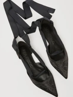 Rhinestone satin ballet flats
