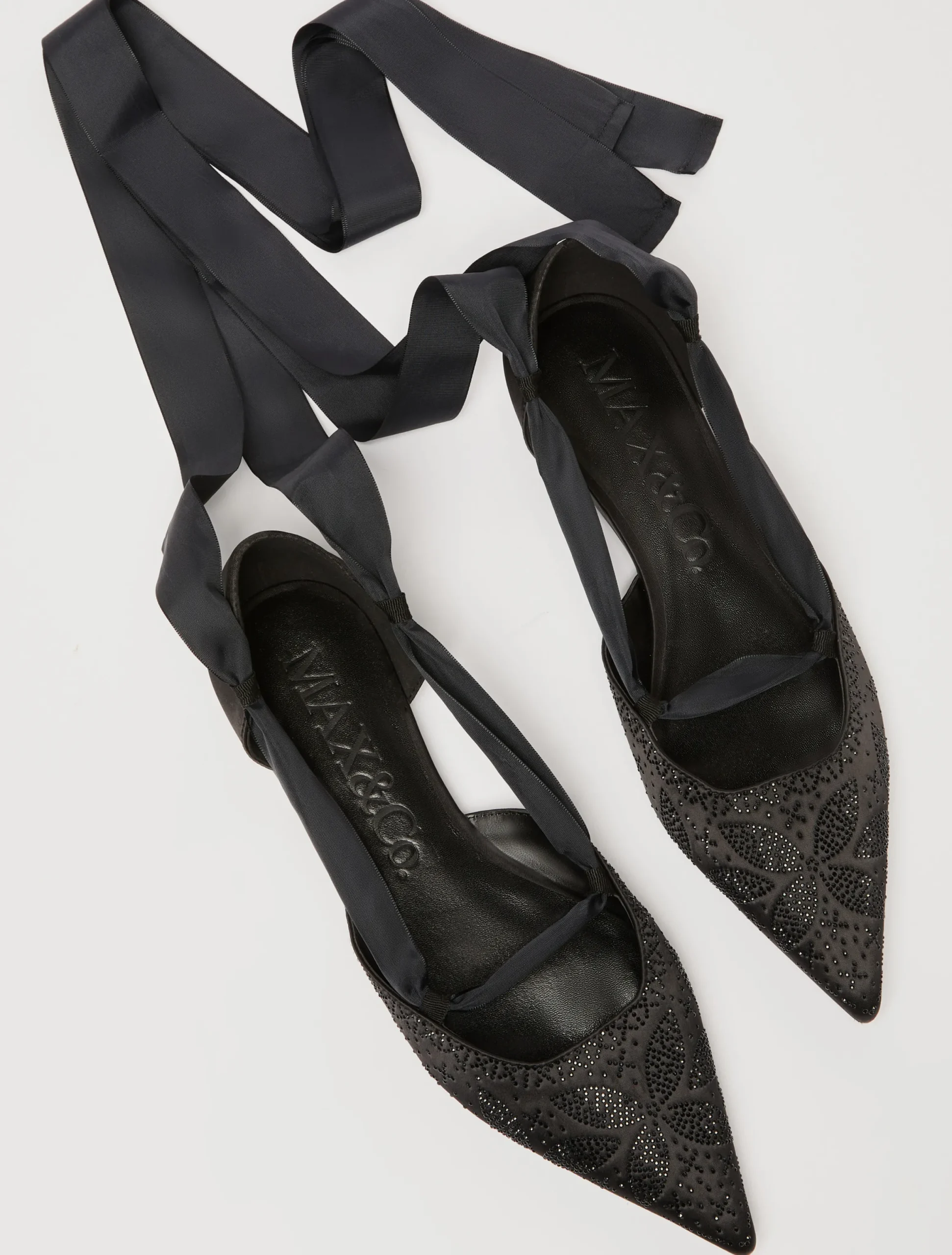 Rhinestone satin ballet flats