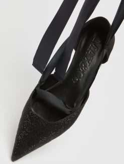 Rhinestone satin ballet flats