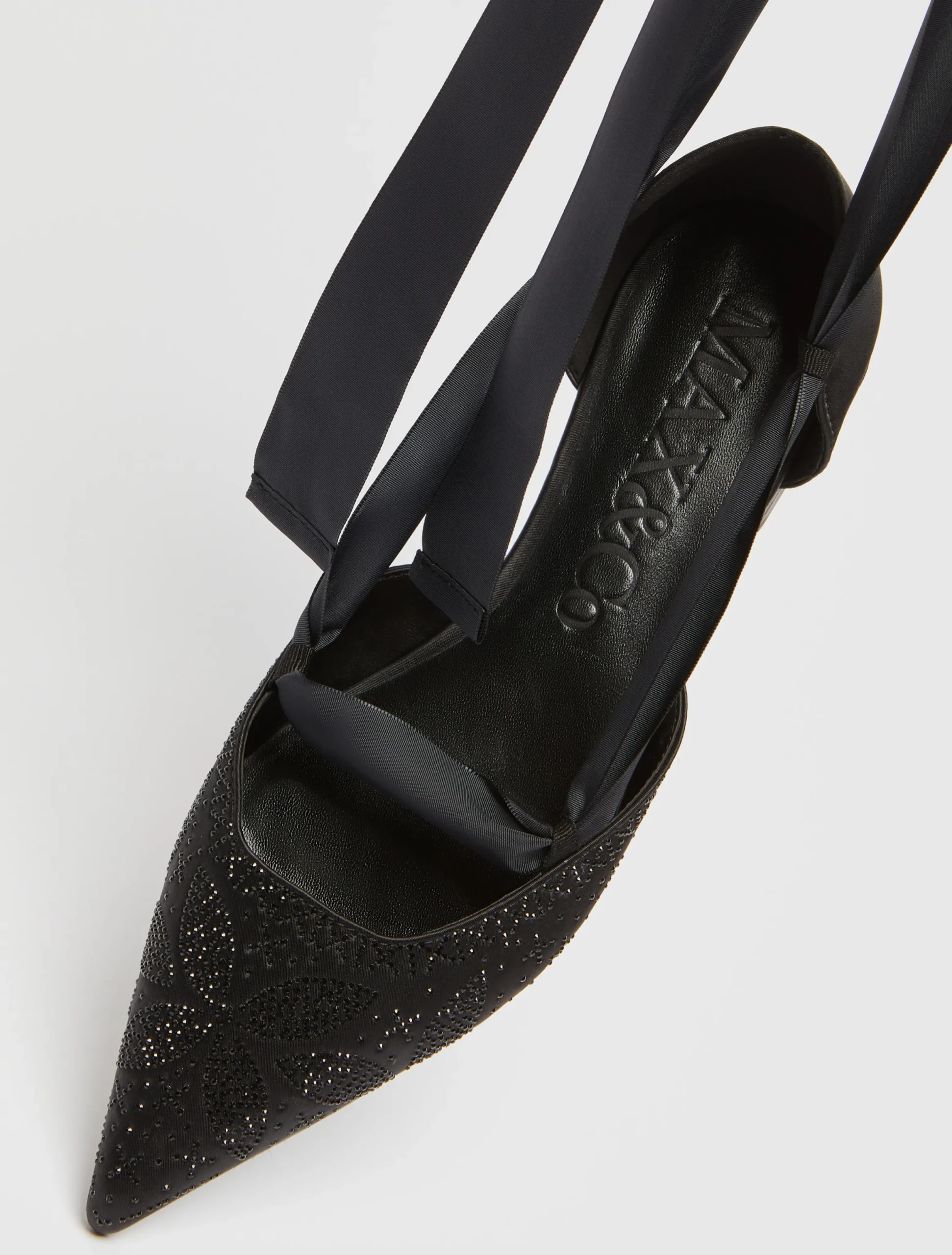 Rhinestone satin ballet flats