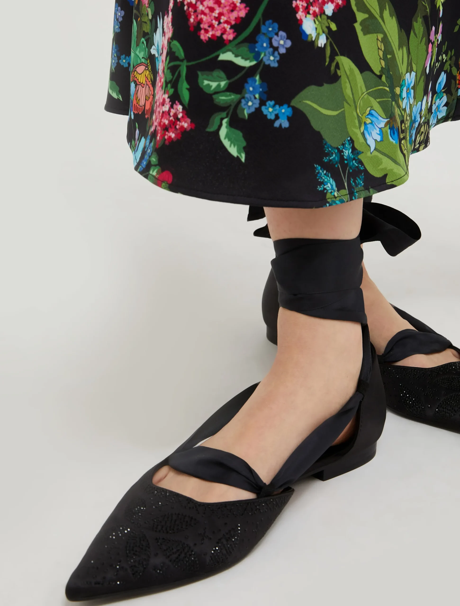 Rhinestone satin ballet flats