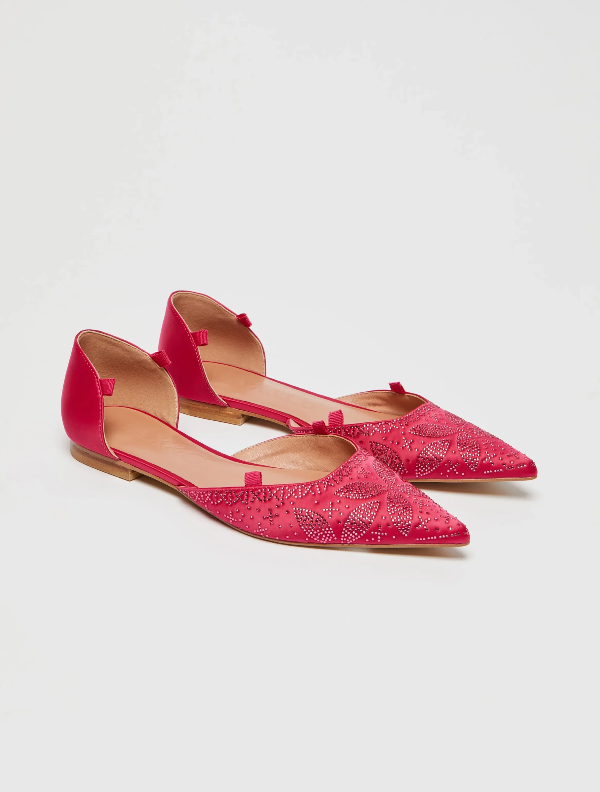 Rhinestone satin ballet flats