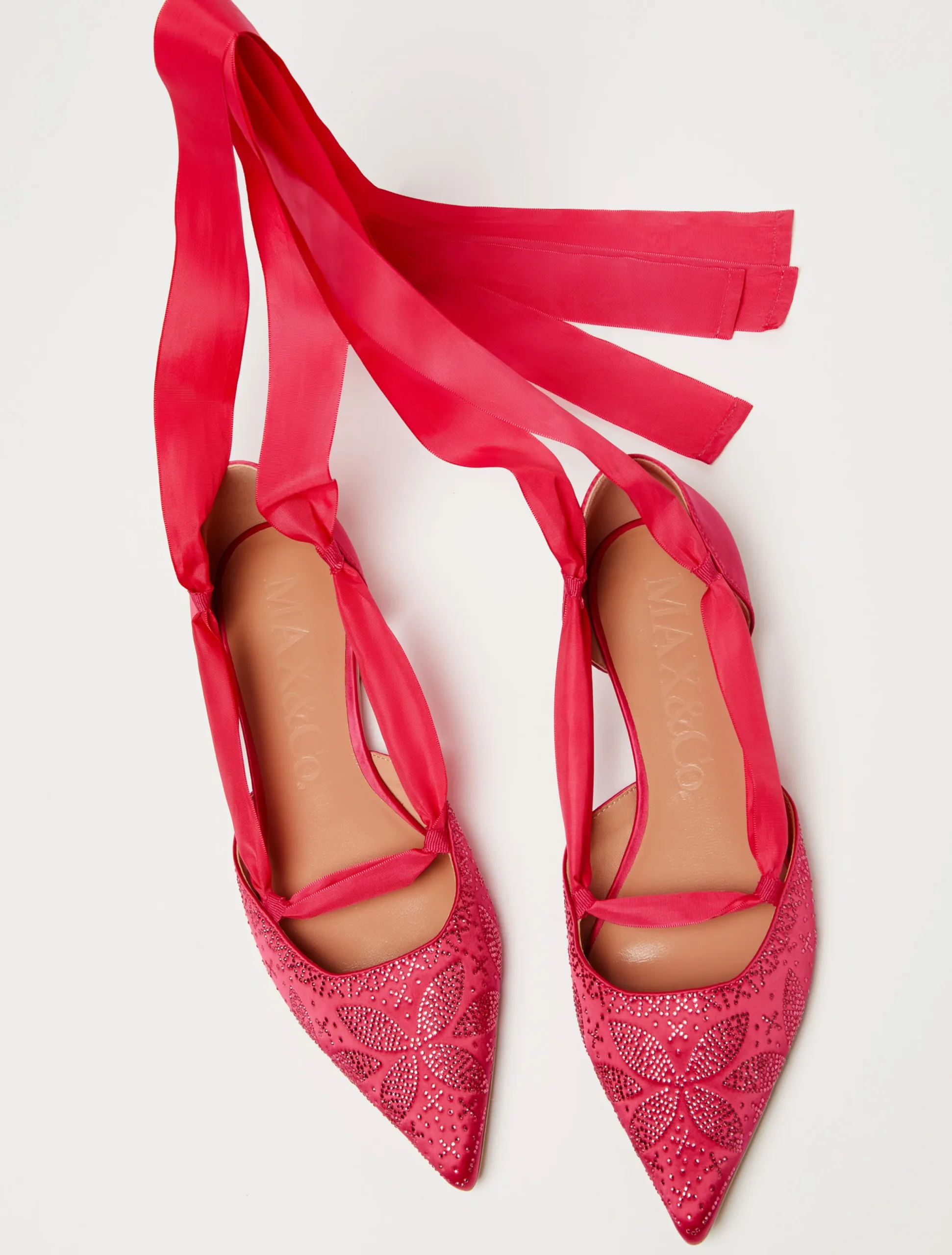 Rhinestone satin ballet flats