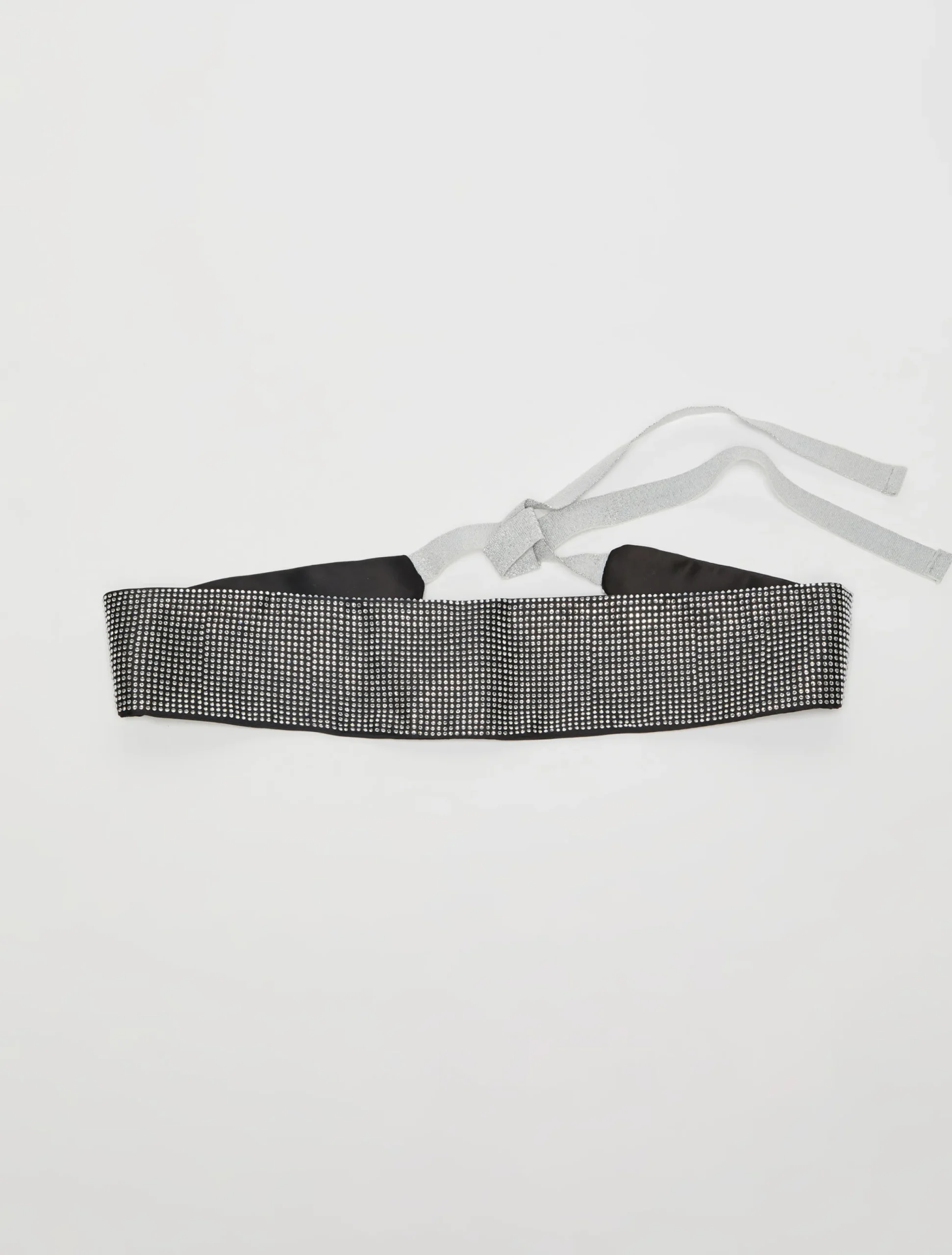 Rhinestone-embellished satin belt