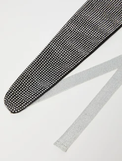 Rhinestone-embellished satin belt