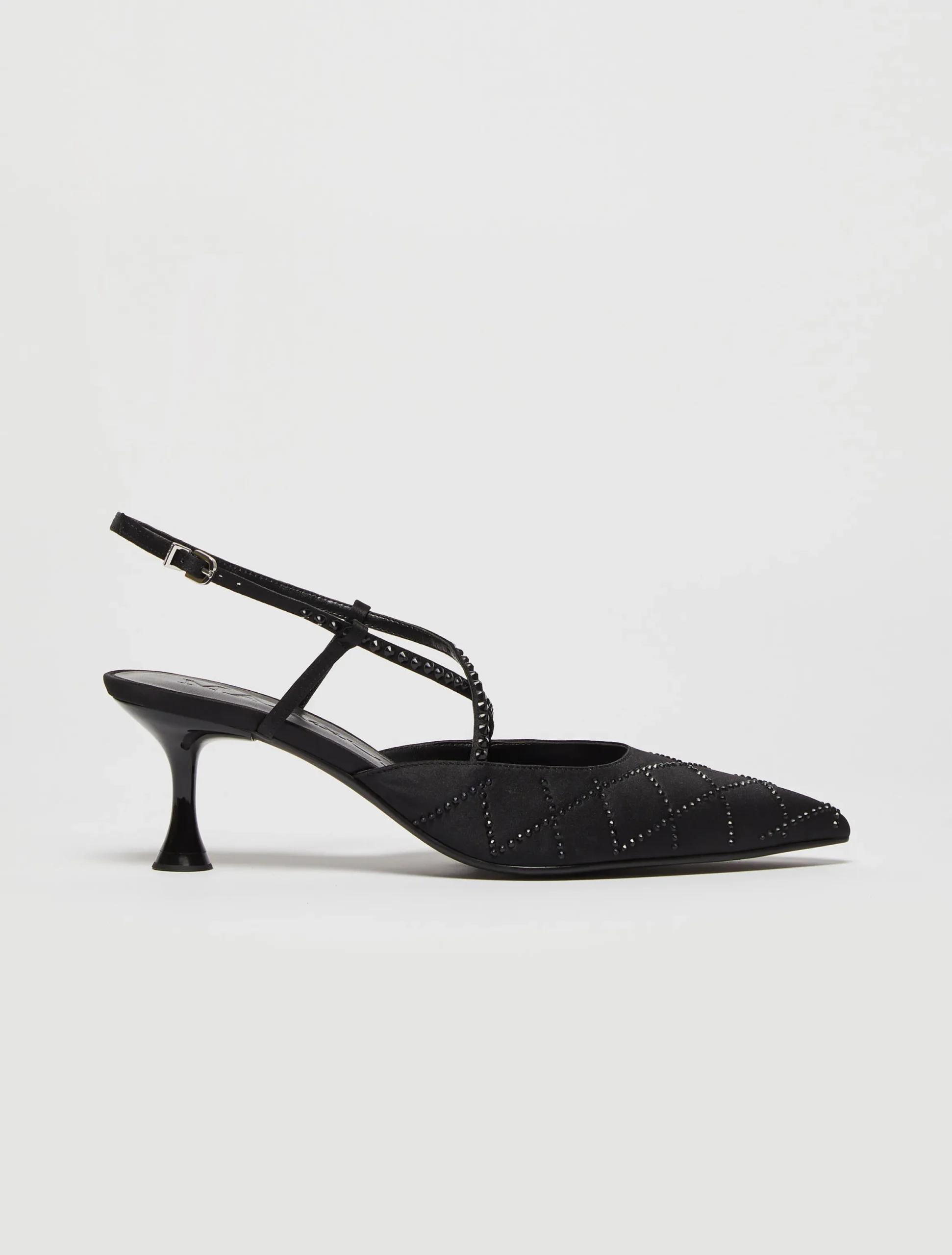 Rhinestone-embellished satin slingbacks