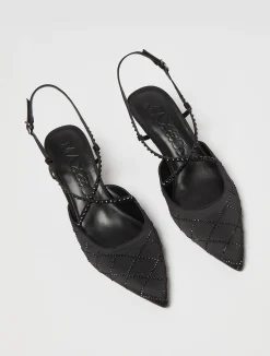 Rhinestone-embellished satin slingbacks