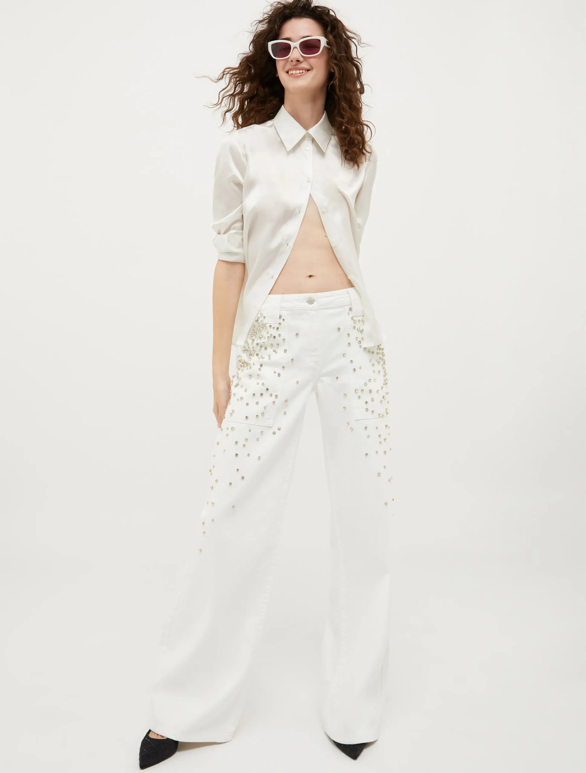 Rhinestone-embellished trousers