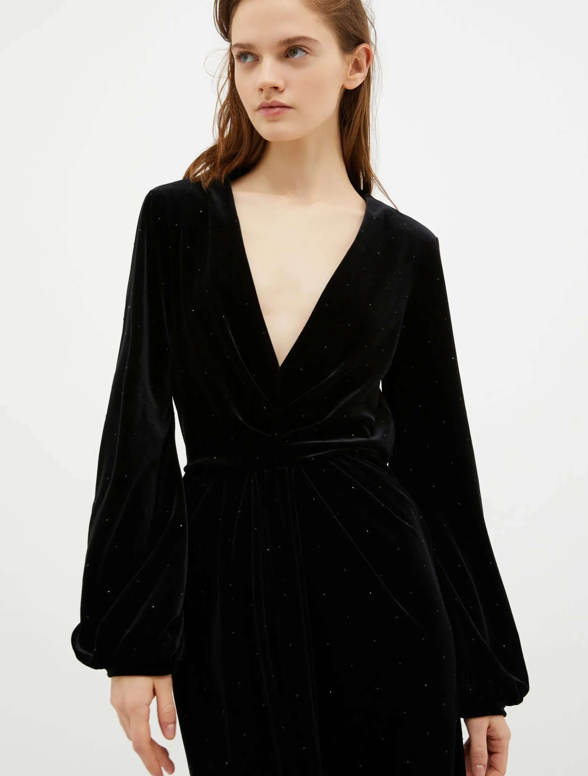 Rhinestone-embellished velvet dress